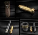 Handmade Prime Damascus Steel Pipe with Brass Finish | Includes Leather Pipe Case | Discreet Weed & Tobacco Smoking Tool - Image 7