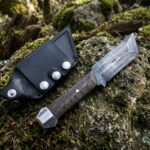 Woodsax Hand Forged High Carbon Steel Tanto Knife with Solid Wooden Handle & Leather Sheath | Bushcraft and Collector Gift | RK-662