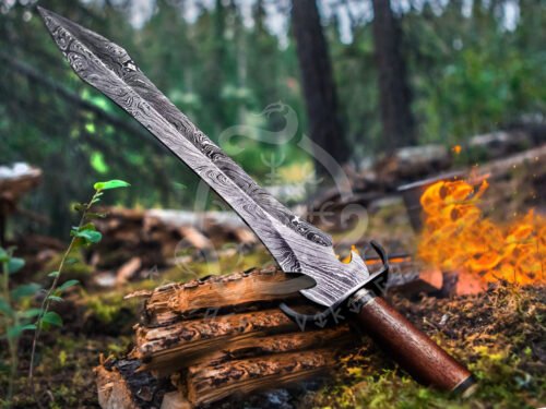 RK-676 Forged Damascus Steel Sword, Fantasy Sword, 28"Inch Long Sword, Gift for Men, Wall Hanging Sword