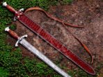 Viking Sword — Hand-Forged Damascus, Rosewood Handle - Image 3