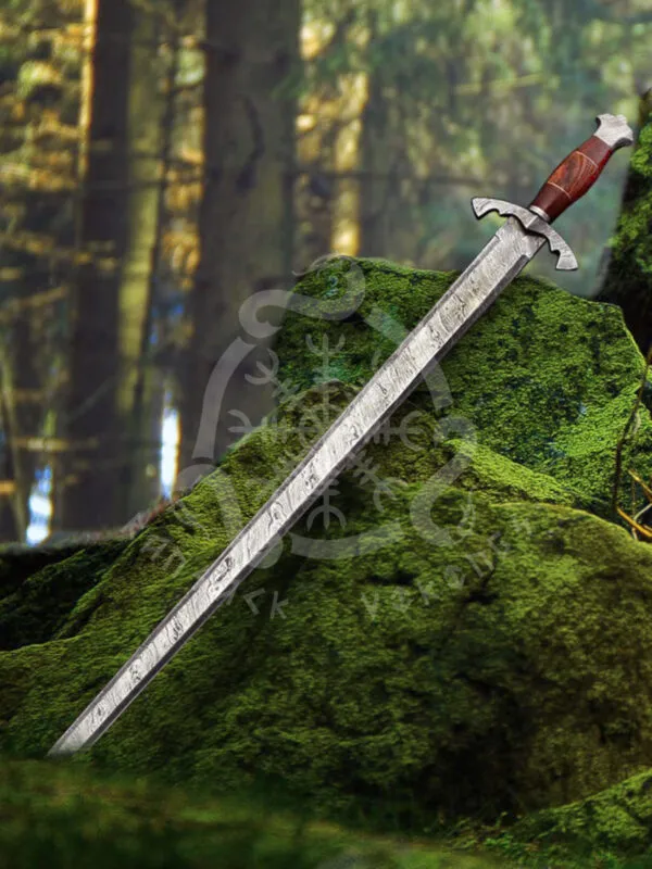 Viking Sword — Hand-Forged Damascus, Rosewood Handle - view 2