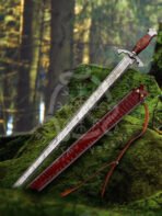 Viking Sword — Hand-Forged Damascus, Rosewood Handle
