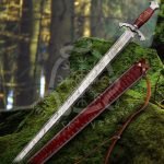 Viking Sword — Hand-Forged Damascus, Rosewood Handle