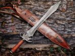 Sword — Hand-Forged Damascus, 28″ Overall, Rosewood Handle - view 4