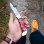 Stainless Steel Folding Pocket Knife — Hand-Forged, 10" Overall, Wood Handle - Image 2