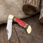 Stainless Steel Folding Pocket Knife — Hand-Forged, 10" Overall, Wood Handle