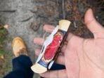 Stainless Steel Folding Pocket Knife — Hand-Forged, 10" Overall, Wood Handle - Image 3