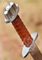 Viking Sword — Hand-Forged Stainless Steel, Leather-Wrapped Handle (RK-672) - Image 3