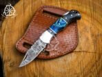 Damascus Folding Pocket Knife — Hand-Forged, Pakka Wood Handle - view 6