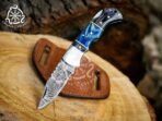 Damascus Folding Pocket Knife — Hand-Forged, Pakka Wood Handle - view 3