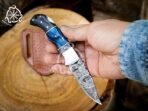 Damascus Folding Pocket Knife — Hand-Forged, Pakka Wood Handle - view 4