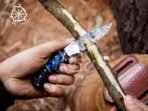 Damascus Folding Pocket Knife — Hand-Forged, Pakka Wood Handle - view 2