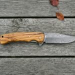 Olivefold Hand Forged Damascus Folding Pocket Knife with Olive Wood Handle | Premium Everyday Carry and Collector Gift | RK-689
