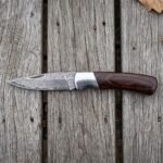 Steelfold Hand Forged Damascus Folding Pocket Knife with Pakka Wood Handle and Steel Bolster | Everyday Carry and Collector Gift | RK-697