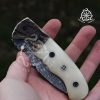 RK-693 Handmade Damascus Steel Survival Camping Pocket Knife, Bone With Antler Stag Bolster Christmas Gift - Image 3