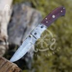 Damascus Folding Pocket Knife — Hand-Forged, Rosewood Handle - Image 8