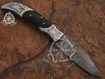 Damascus Folding Pocket Knife — Hand-Forged, Buffalo Horn Handle - Image 3