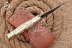 Damascus Folding Pocket Knife — Hand-Forged, Bone Handle - Image 3