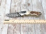 Damascus Folding Pocket Knife — Hand-Forged, Stag Horn Handle (RK-691) - Image 4