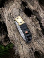 Damascus Folding Pocket Knife — Hand-Forged, Resin Handle - Image 2