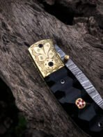 Damascus Folding Pocket Knife — Hand-Forged, Resin Handle - Image 5