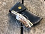 Damascus Folding Pocket Knife — Hand-Forged, Stag Horn Handle (RK-691) - Image 5