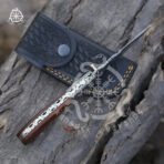 Damascus Folding Pocket Knife — Hand-Forged, Rosewood Handle - Image 7