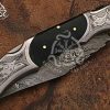 RK-687 Damascus Steel EDC Pocket Knife – Hand-Forged Buffalo Horn Handle Folding Knife - Image 5