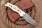 Damascus Folding Pocket Knife — Hand-Forged, Bone Handle - Image 5