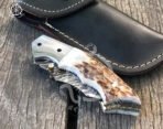 Damascus Folding Pocket Knife — Hand-Forged, Stag Horn Handle (RK-691) - Image 6