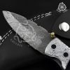 RK-692 Hand-Forged Damascus Steel Folding Pocket Knife With Engraved Bolster Gift For Men - Image 3