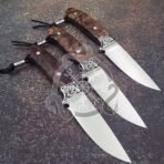 Damascus Hunting Knife — Hand-Forged, Rosewood Handle, Leather Sheath | Engraving Available - Image 2