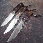 Damascus Hunting Knife — Hand-Forged, Rosewood Handle, Leather Sheath | Engraving Available - Image 4
