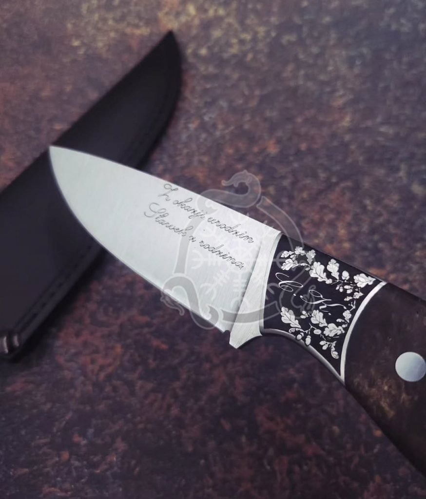 Damascus Camp Knife — Hand-Forged, Rosewood Handle, Leather Sheath | Engraving Available - view 2