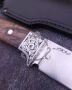 Damascus Camp Knife — Hand-Forged, Rosewood Handle, Leather Sheath | Engraving Available – Style 2 - Image 2