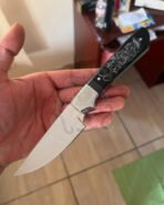 Damascus Camp Knife — Hand-Forged, Buffalo Horn Handle, Leather Sheath | Engraving Available