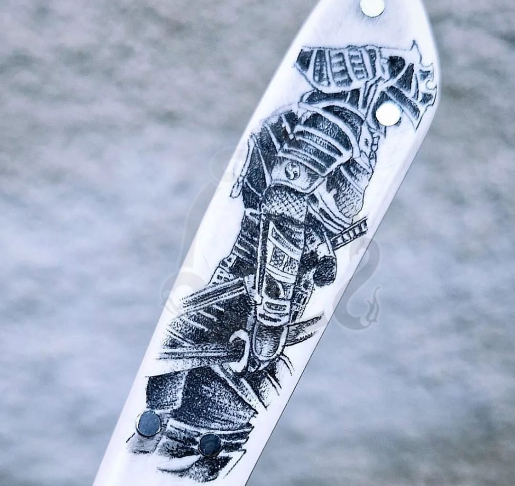 Damascus Hunting Knife — Hand-Forged, Bone Handle, Leather Sheath | Engraving Available – Style 2 - view 2