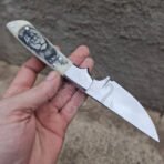 Damascus Camp Knife — Hand-Forged, Bone Handle, Leather Sheath | Engraving Available - Image 5