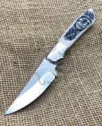 Damascus Camp Knife — Hand-Forged, Bone Handle, Leather Sheath | Engraving Available – Style 2 - Image 2