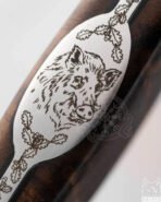 Damascus Camp Knife — Hand-Forged, Walnut Handle, Leather Sheath | Engraving Available – Style 4 - Image 4