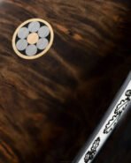 Damascus Camp Knife — Hand-Forged, Walnut Handle, Leather Sheath | Engraving Available – Style 5 - Image 7