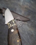 Damascus Hunting Knife — Hand-Forged, Rosewood Handle, Leather Sheath | Engraving Available – Style 4 - Image 4
