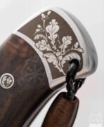 Damascus Camp Knife — Hand-Forged, Walnut Handle, Leather Sheath | Engraving Available – Style 4 - Image 6