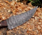 Damascus Skinner Knife — Hand-Forged, Stag Horn Handle, Leather Sheath – Style 3 - Image 5
