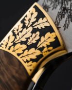 Damascus Camp Knife — Hand-Forged, Walnut Handle, Leather Sheath | Engraving Available – Style 5 - Image 5