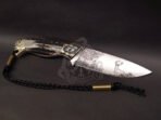 Damascus Hunting Knife — Hand-Forged, Stag Horn Handle, Leather Sheath | Engraving Available – Style 2 - Image 6
