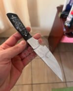 Damascus Camp Knife — Hand-Forged, Buffalo Horn Handle, Leather Sheath | Engraving Available - Image 2