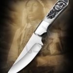 Damascus Camp Knife — Hand-Forged, Bone Handle, Leather Sheath | Engraving Available – Style 2