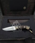 Damascus Camp Knife — Hand-Forged, Walnut Handle, Leather Sheath | Engraving Available – Style 2 - Image 5
