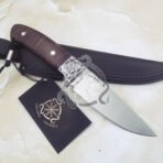 Damascus Hunting Knife — Hand-Forged, Rosewood Handle, Leather Sheath | Engraving Available – Style 3 - Image 2